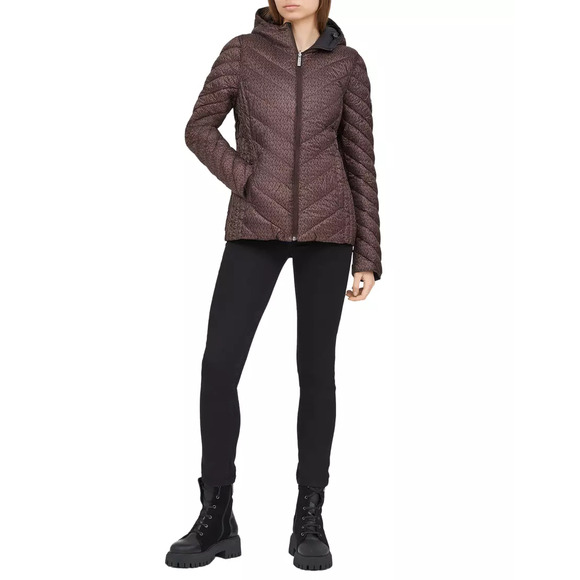 Michael Kors Puffer Jacket Reversible Quilted Nylon Signature Logo Packable Nwt - Picture 9 of 10